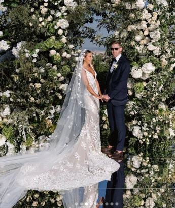 Dean Henderson with his wife, on their wedding day.